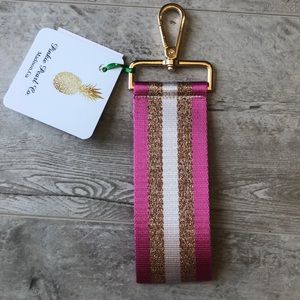 Pink and Gold Guitar Strap Key Fob